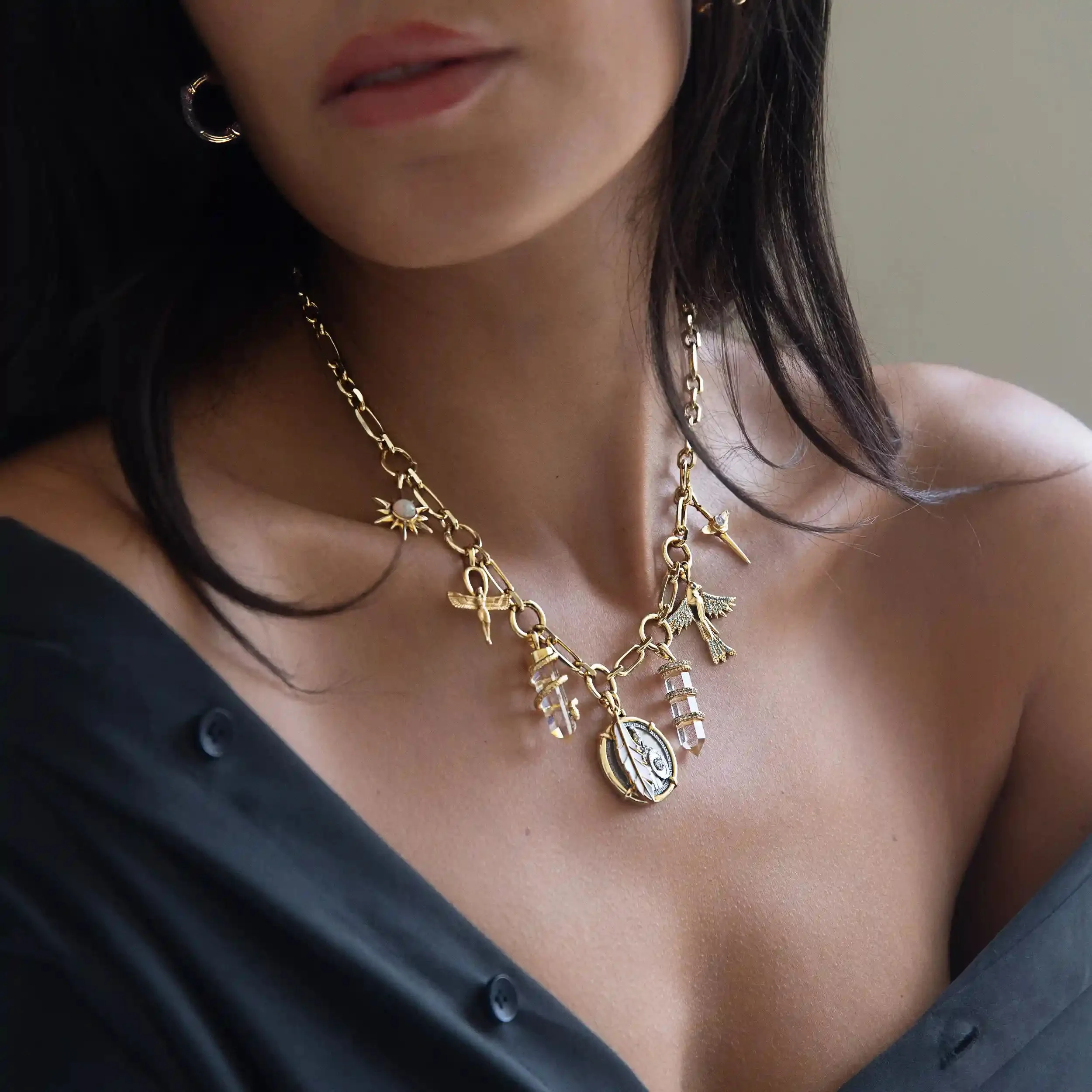 Statement Charm Collector Necklace - Image 4