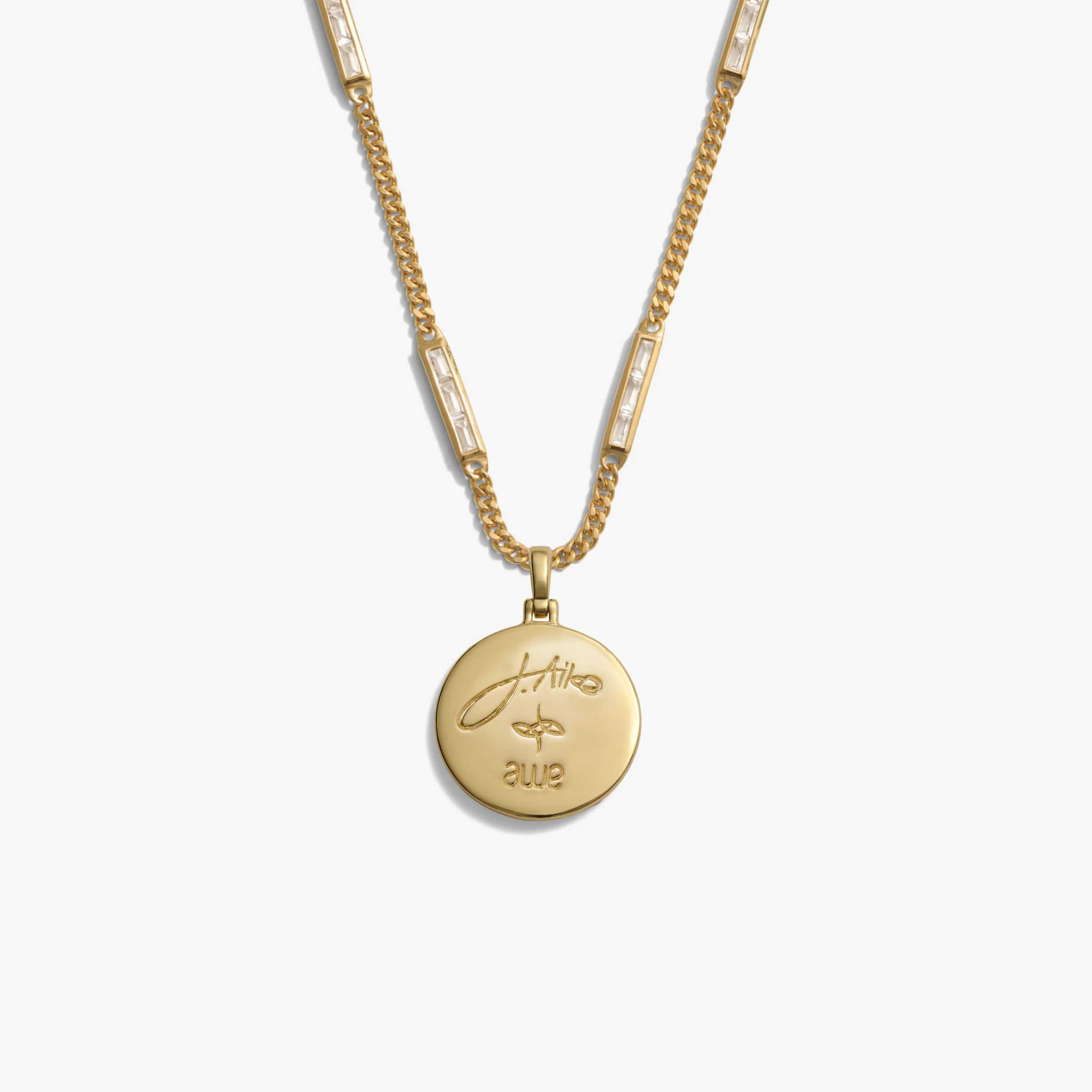 Jhené's Aquamarine Moon Wave Baguette Necklace - Image 4