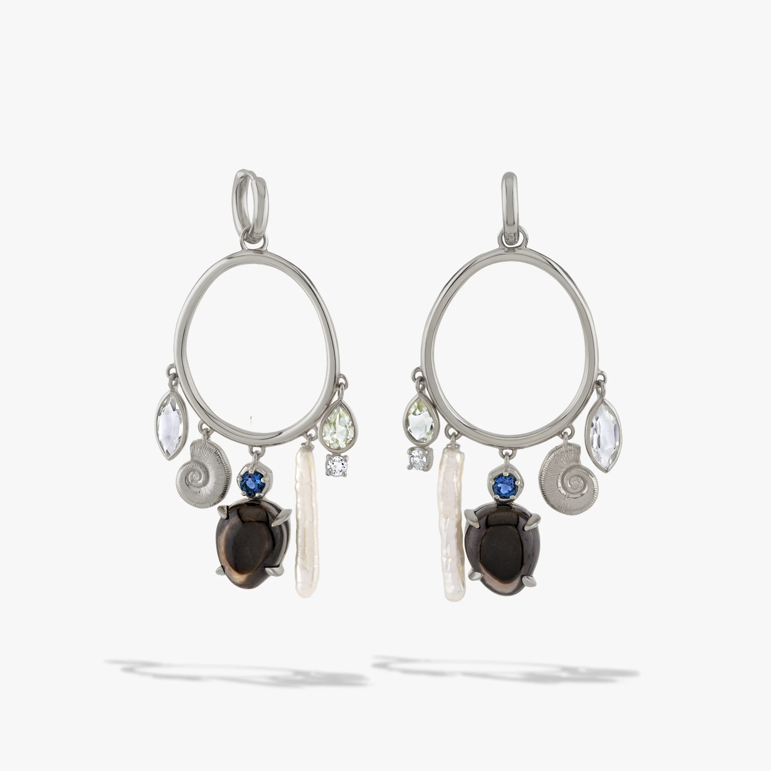 Deep Sea Gemstone Charm Hoops
