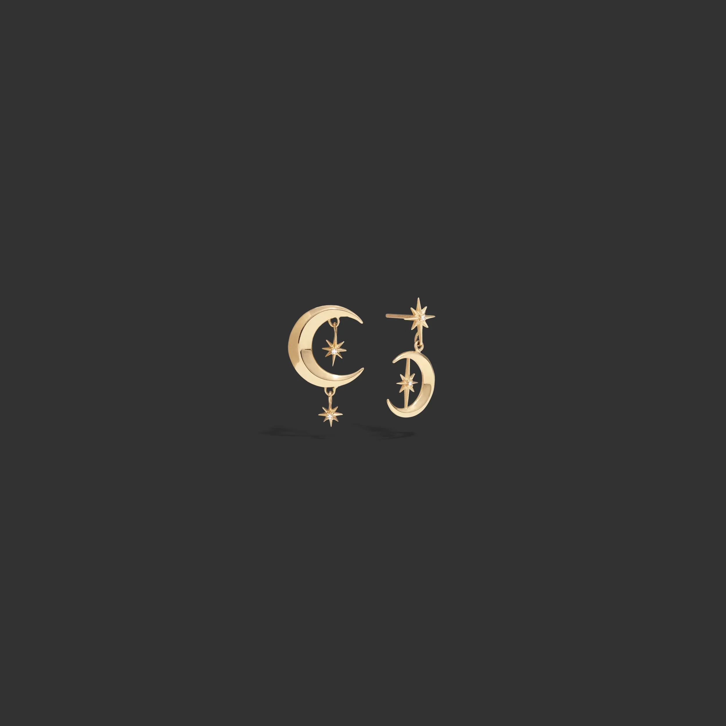 Diamond Moon Earrings