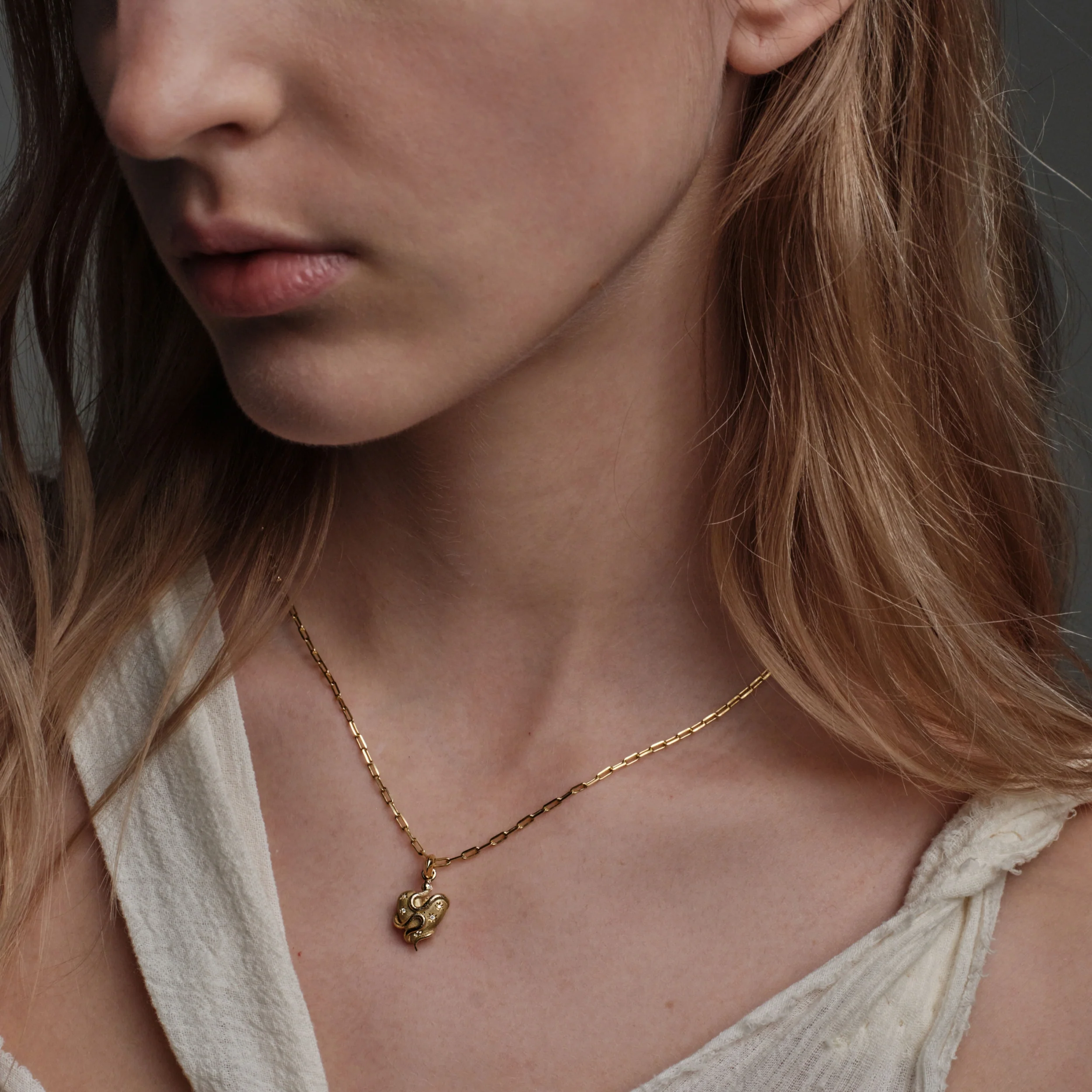 Diamond Serpent Heart Necklace - Image 2