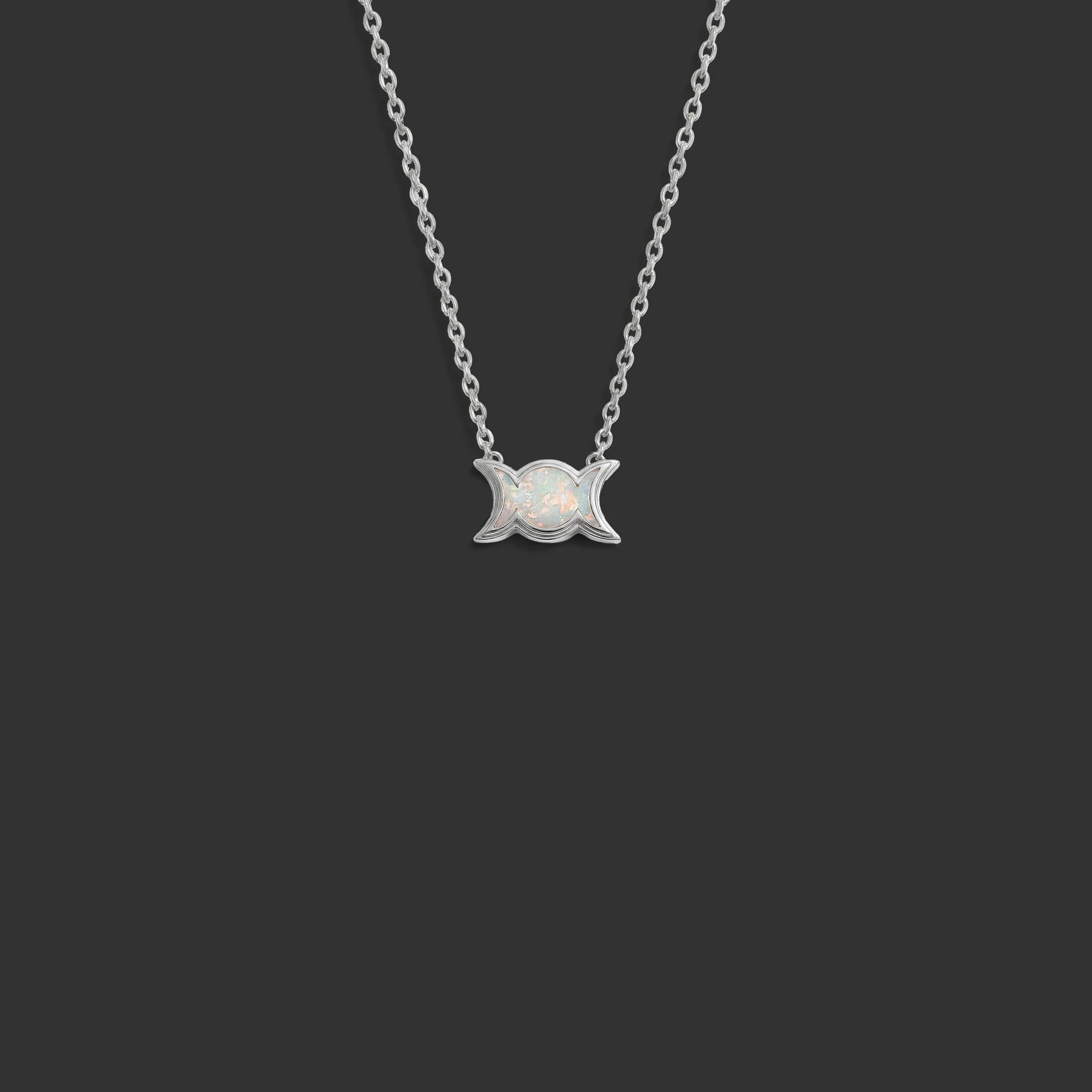 Opal Triple Moon Motif Necklace - Image 4