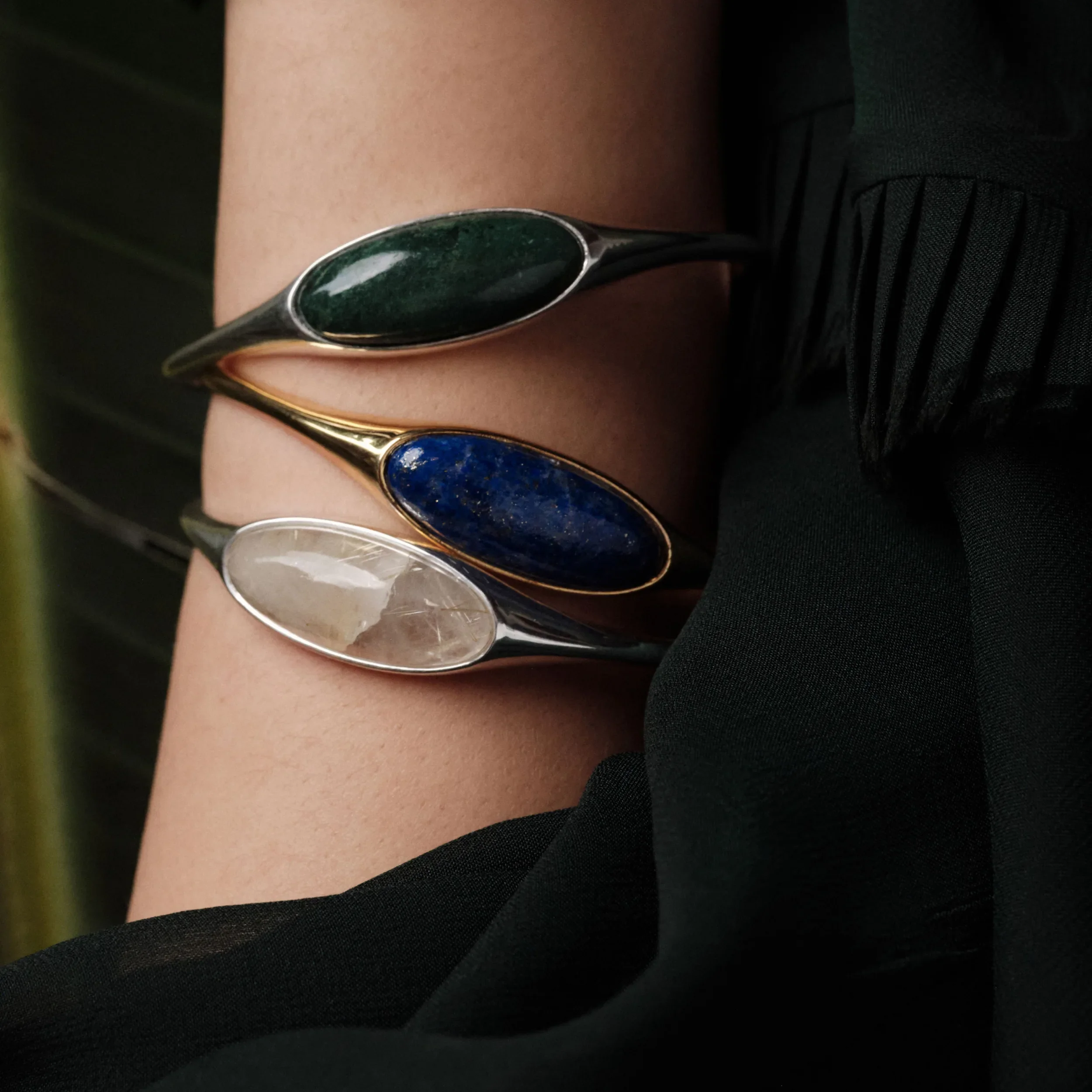 Gemstone Cabochon Stacking Cuff - Image 2