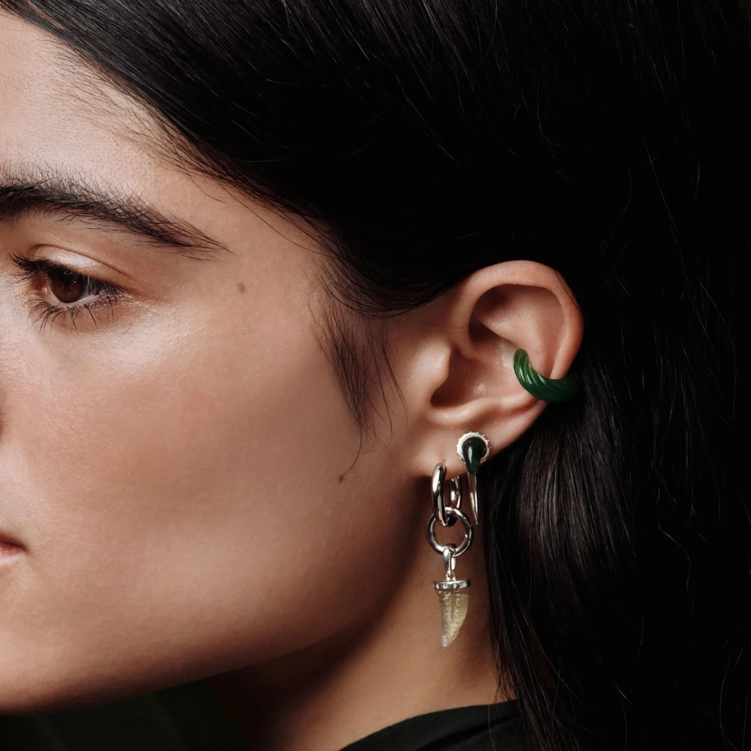 Gemstone Saber-Tooth Earrings - Image 3