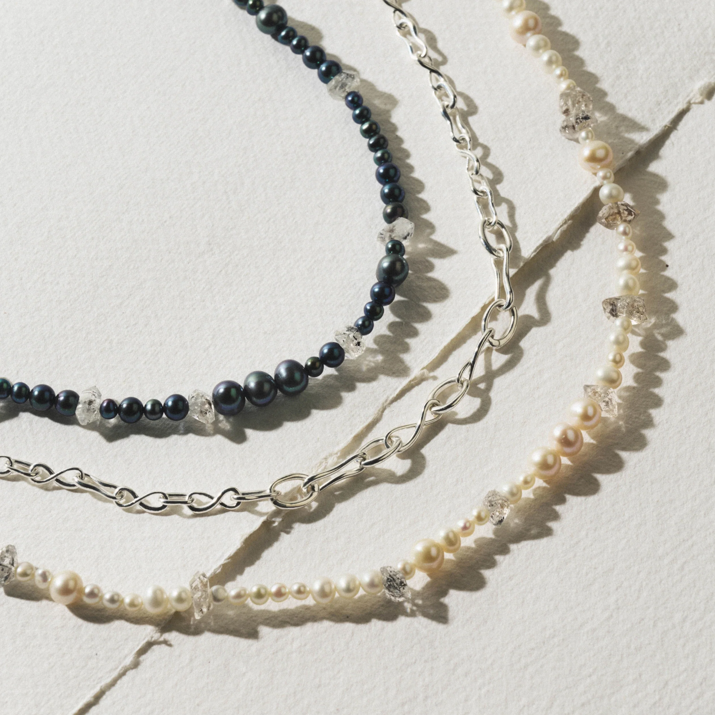 Pearl & Raw Crystal Necklace - Image 3