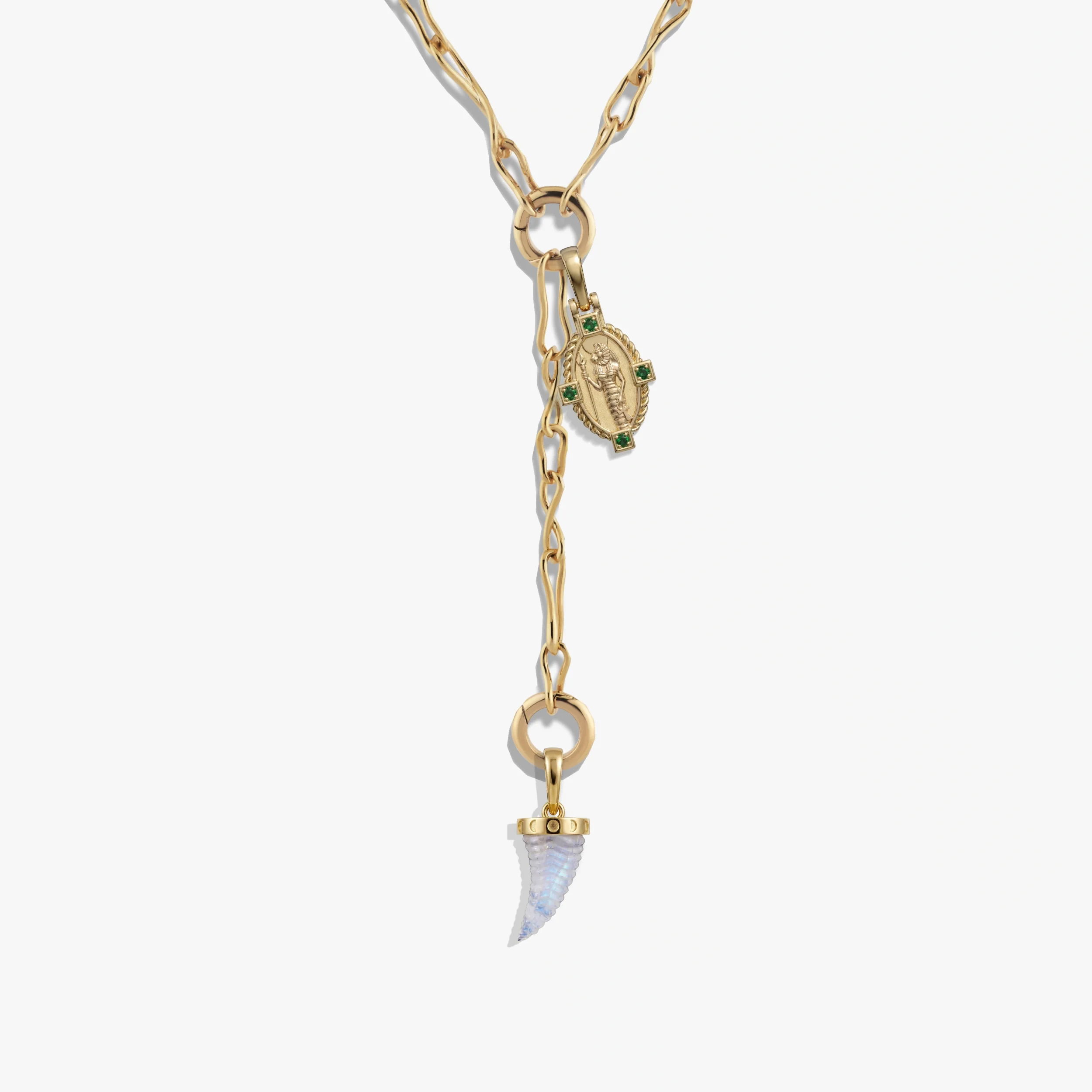 Carved Gemstone Saber-Tooth Lariat