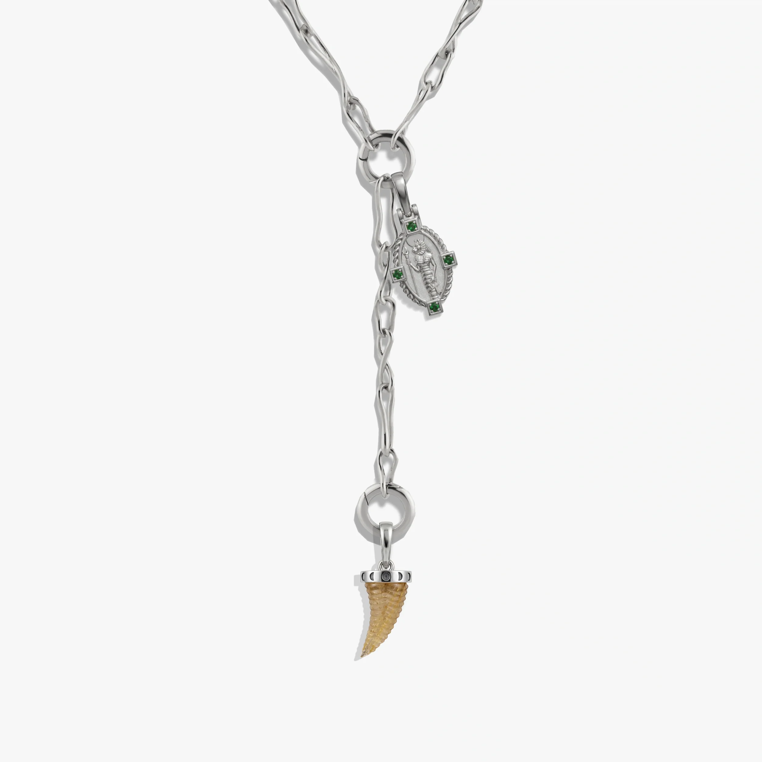 Carved Gemstone Saber-Tooth Lariat - Image 4