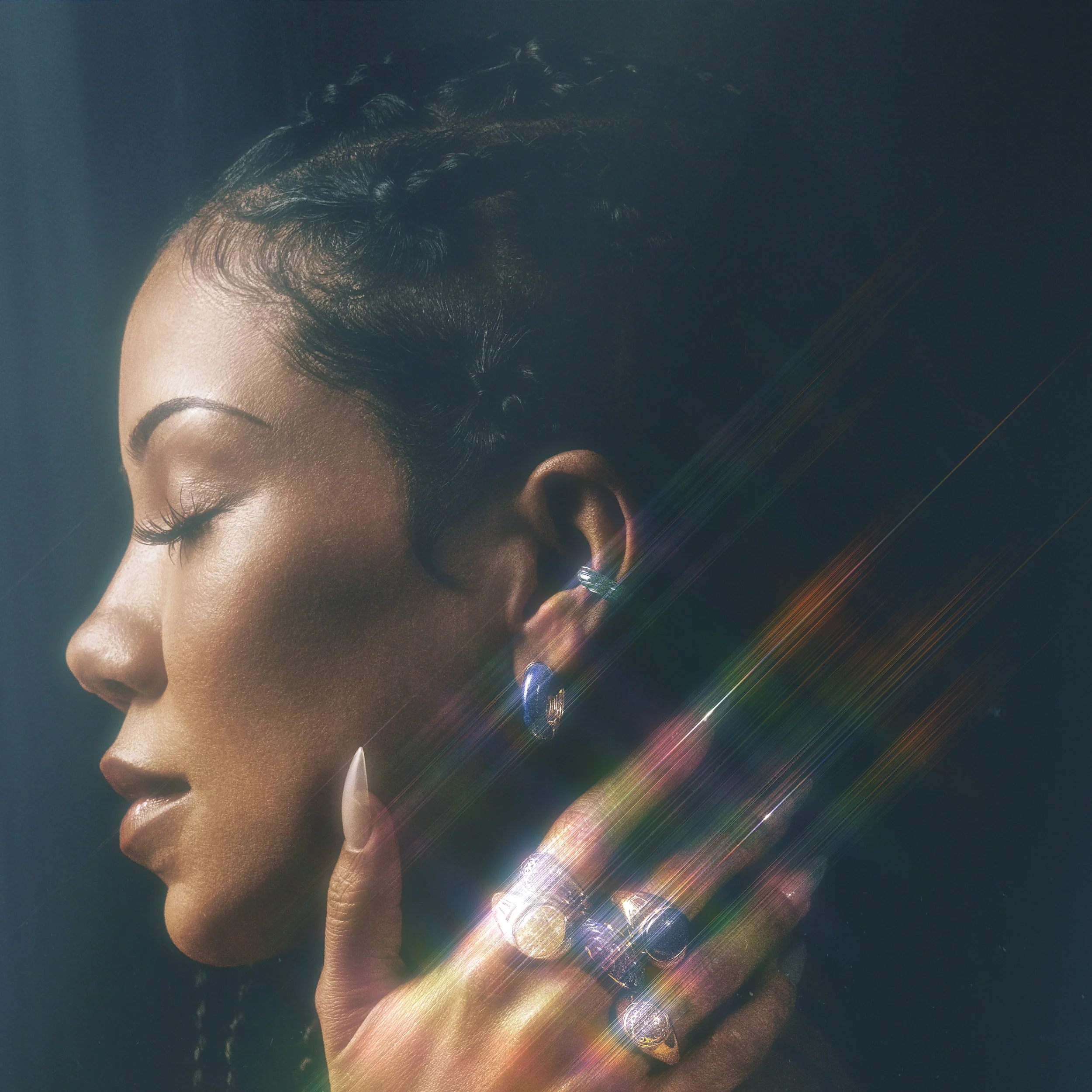 Star-Carved Gemstone Hoops - Image 2